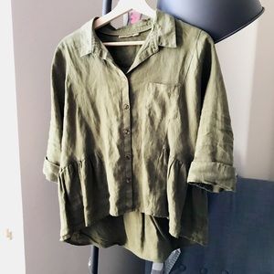 Anthropologie (Holding Horses) Green Shirt Top